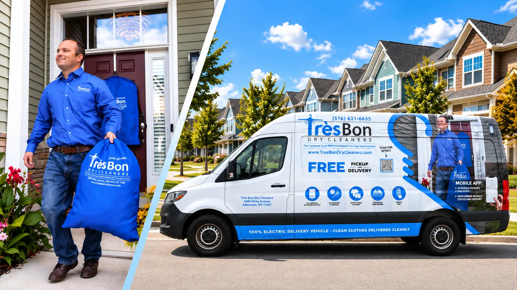 Tres Bon pickup and delivery driver and van